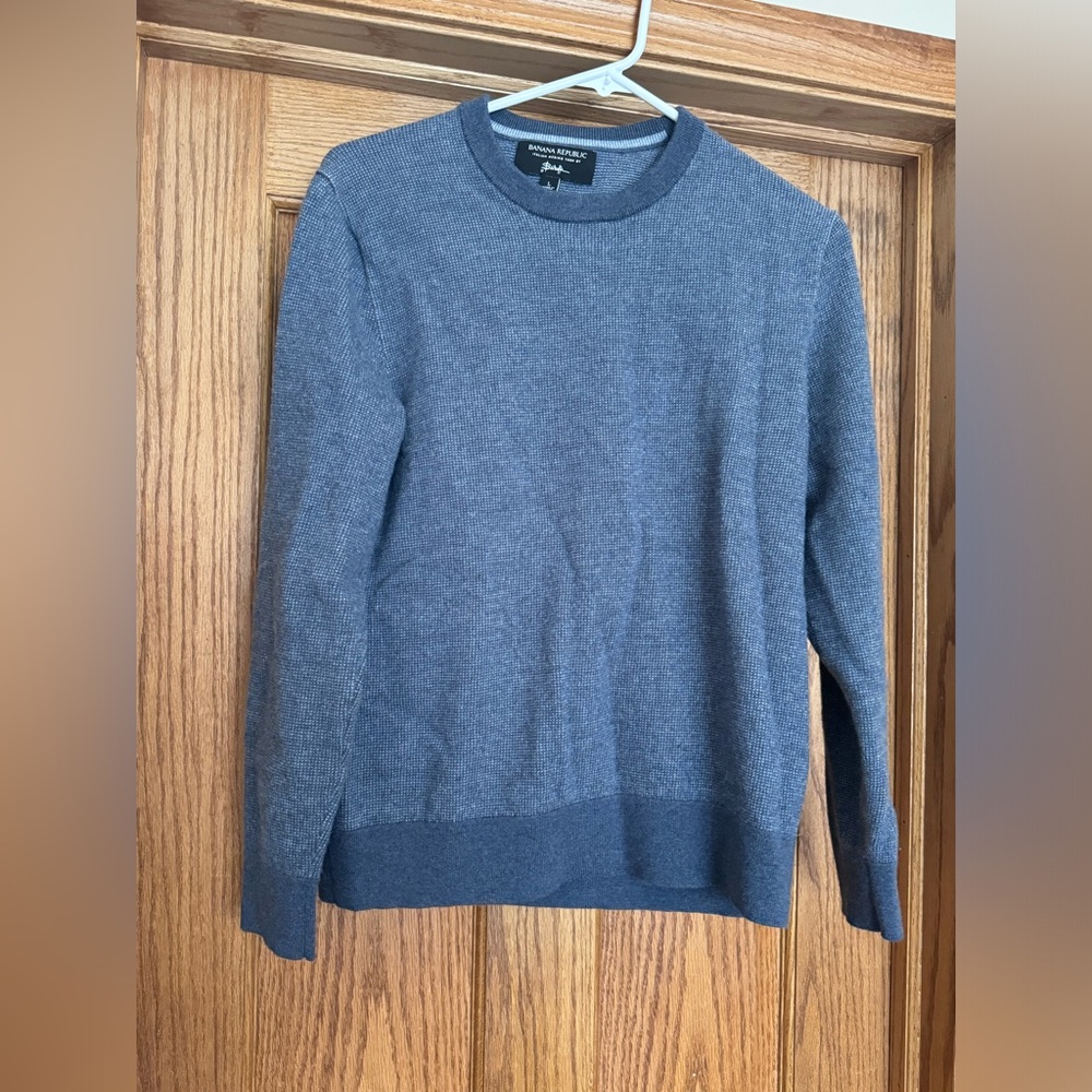 Banana Republic Heathered Blue Crewneck Sweater